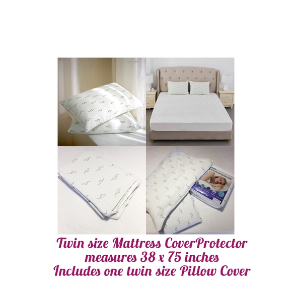 NEW Twin Size Bamboo Mattress Protector Pad Cover And Pillowcase Protector - Picture 3 of 12